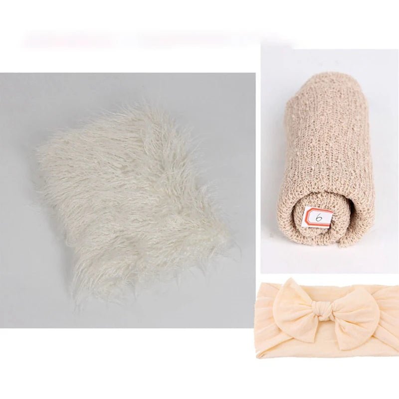 Newborn Photo Shoot Set – Blanket, Wrap & Headband (3pcs) - The Uplift Shop