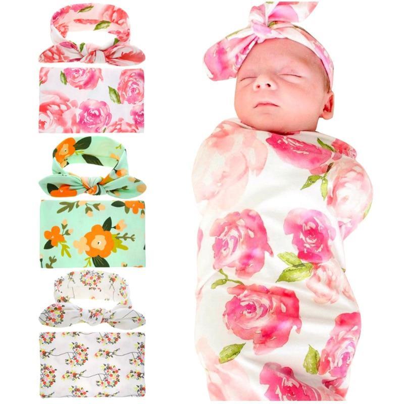 Elegant Colorful Baby Swaddle Wrap – Newborn Receiving Blanket & Headband Set - The Uplift Shop
