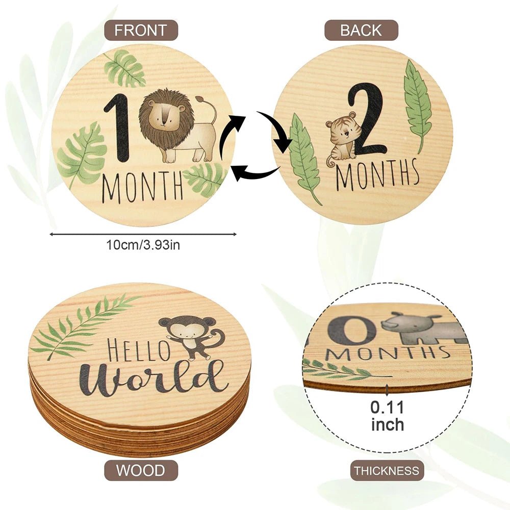 Wooden Monthly Milestone Cards – Baby Shower Gift (7pcs) - The Uplift Shop