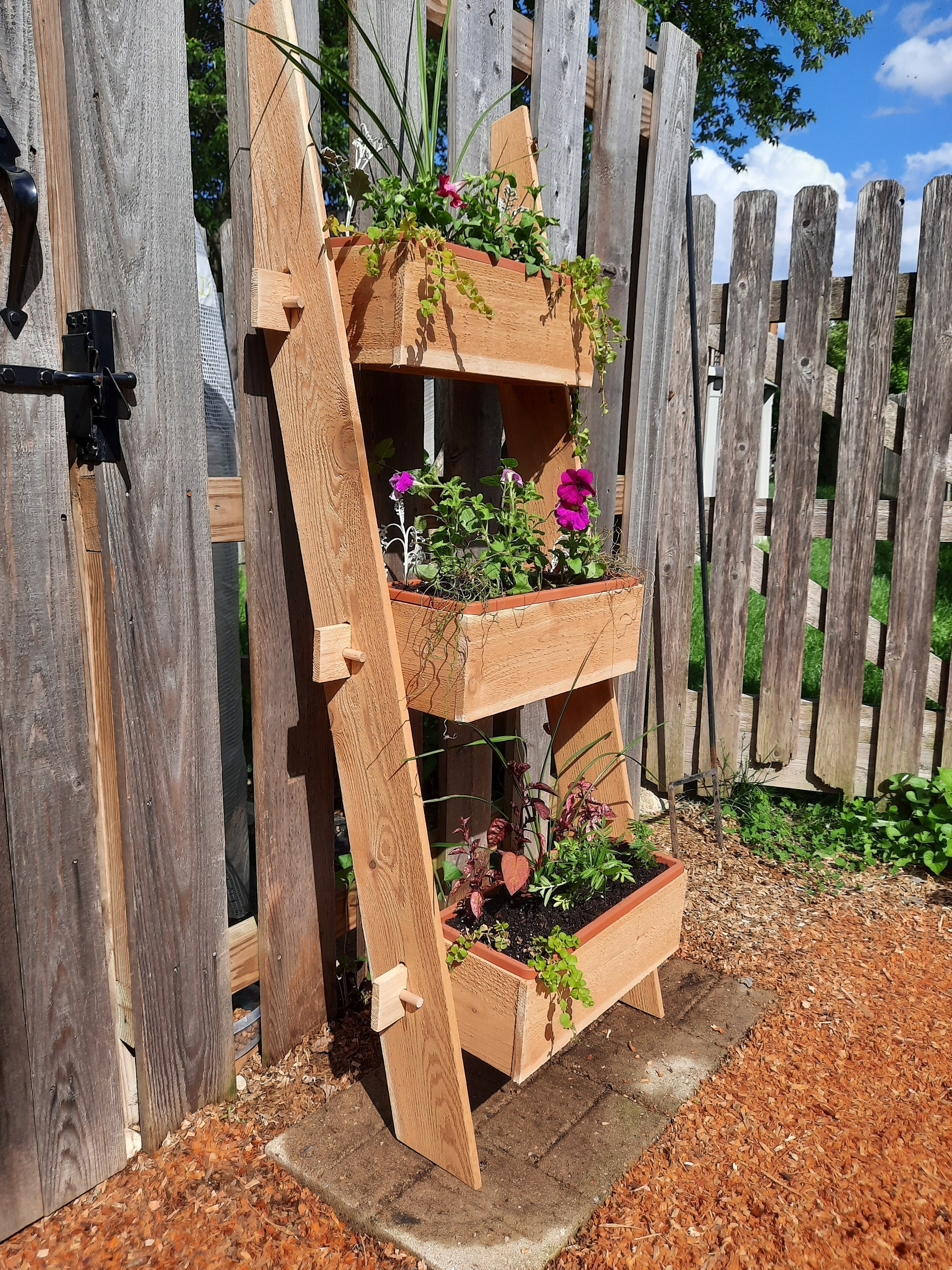 3 - Tier Vertical Cedar Standing Planter Box - The Uplift Shop