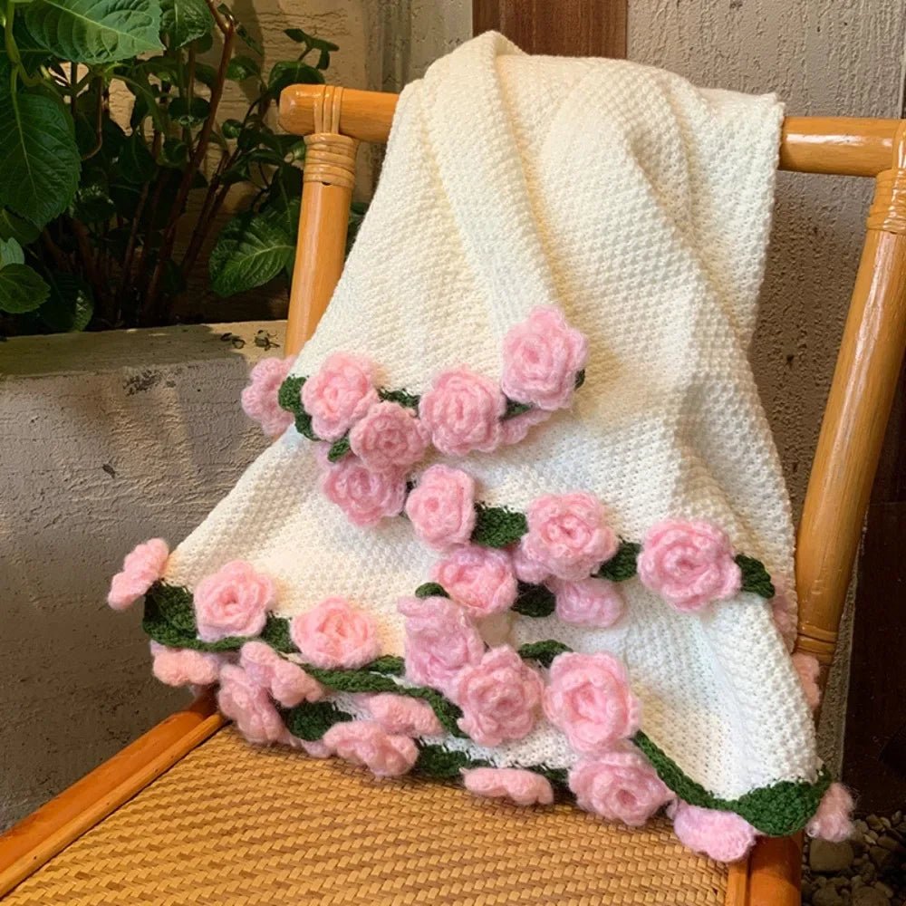 Crochet Rose Bouquet Blanket – Soft Floral Hug Blanket - The Uplift Shop