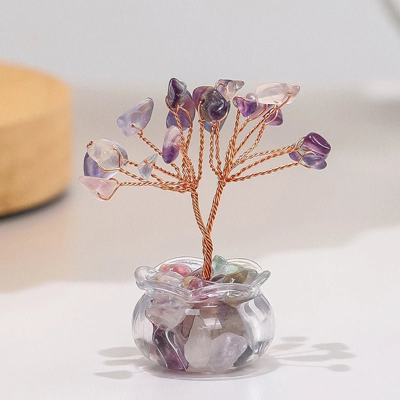 Yellow Crystal Money Tree Mini Ornament – Feng Shui Office Desk Decor - The Uplift Shop