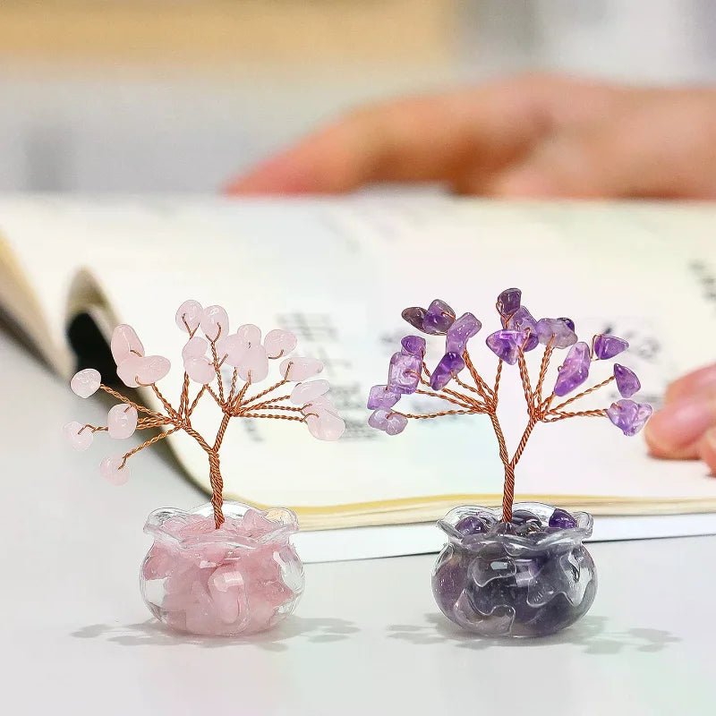 Yellow Crystal Money Tree Mini Ornament – Feng Shui Office Desk Decor - The Uplift Shop