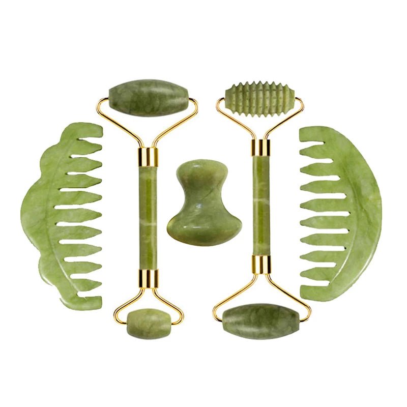 Jade Roller & Gua Sha Massage Set – Anti - Aging Facial Tool - The Uplift Shop