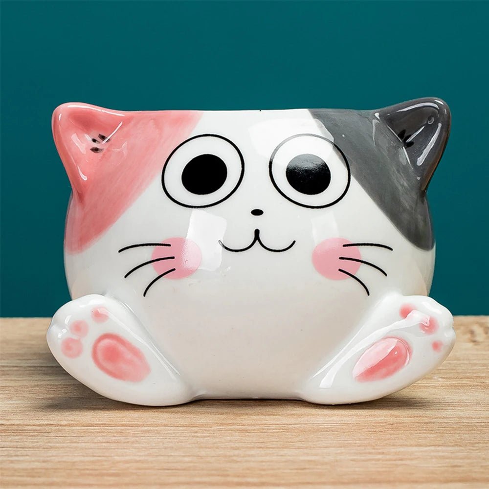 Cute Cat Ceramic Planter – Cartoon Animal Succulent Pot for Desk & Home Decor - The Uplift Shop