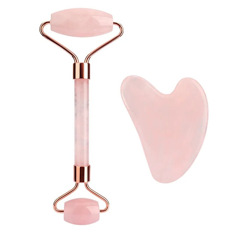 Rose Quartz Jade Roller & Gua Sha Set – Face Lifting Skin Care - The Uplift Shop