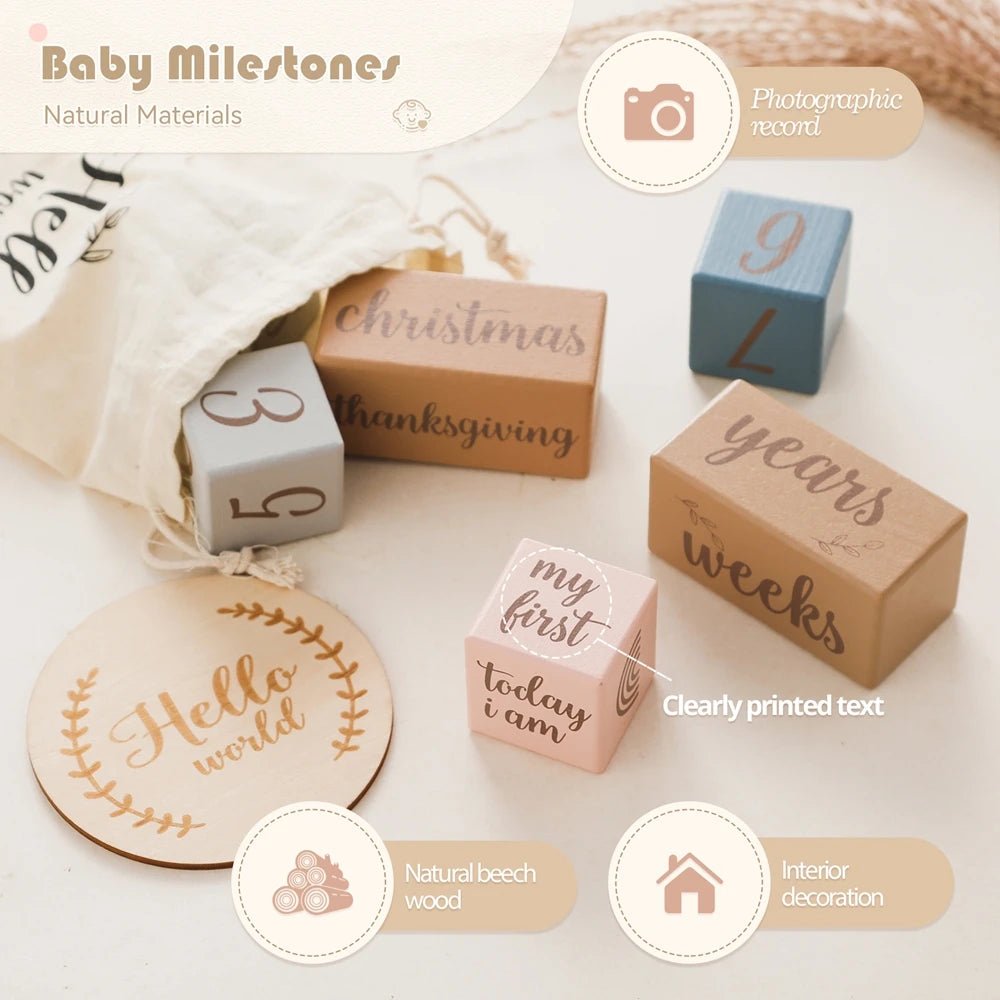 Wooden Block Baby Announcement Photography Props (8pcs) - The Uplift Shop